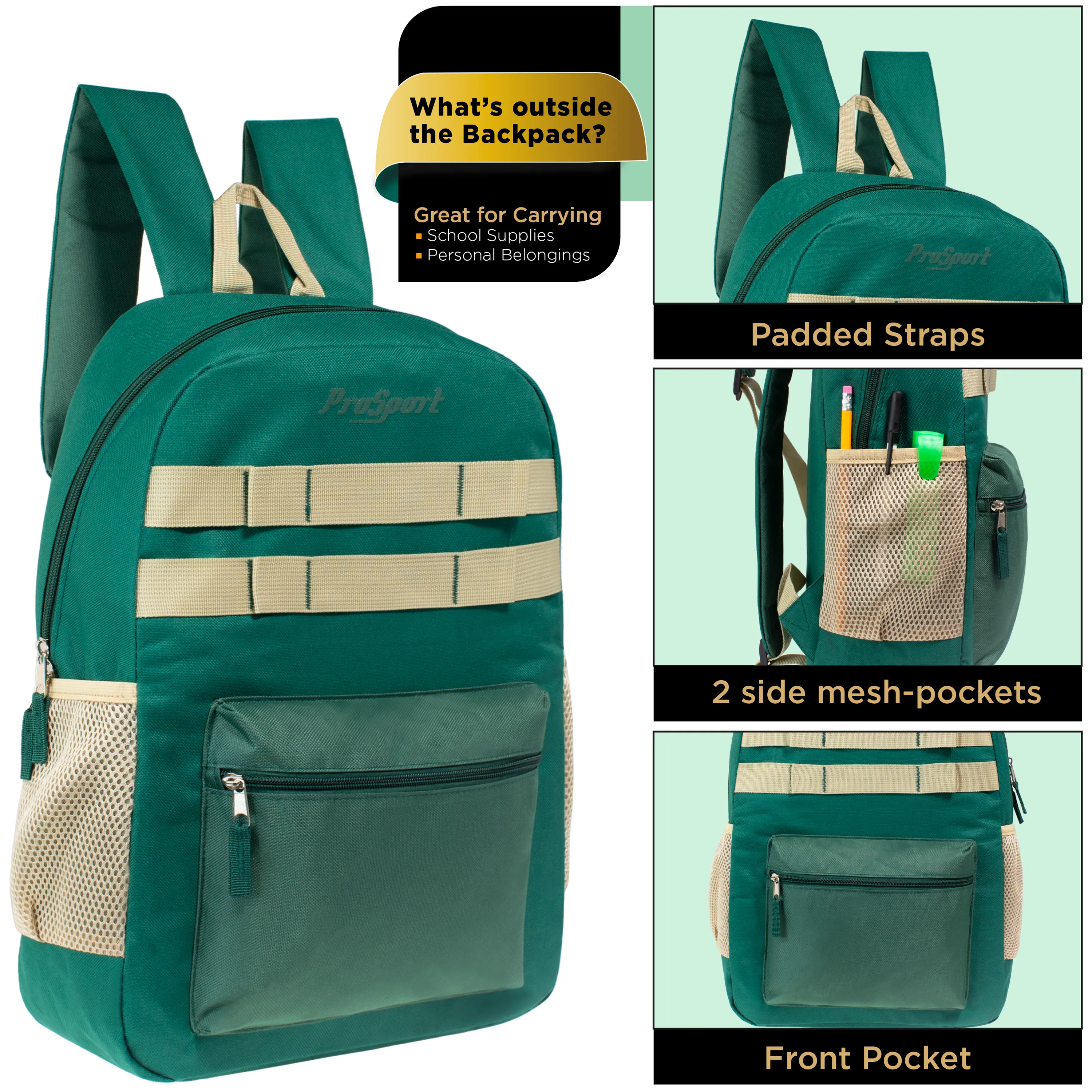 17" Multi Color Wholesale Backpacks in Asst Colors & 12 Bulk School Supply Kits of Your Choice