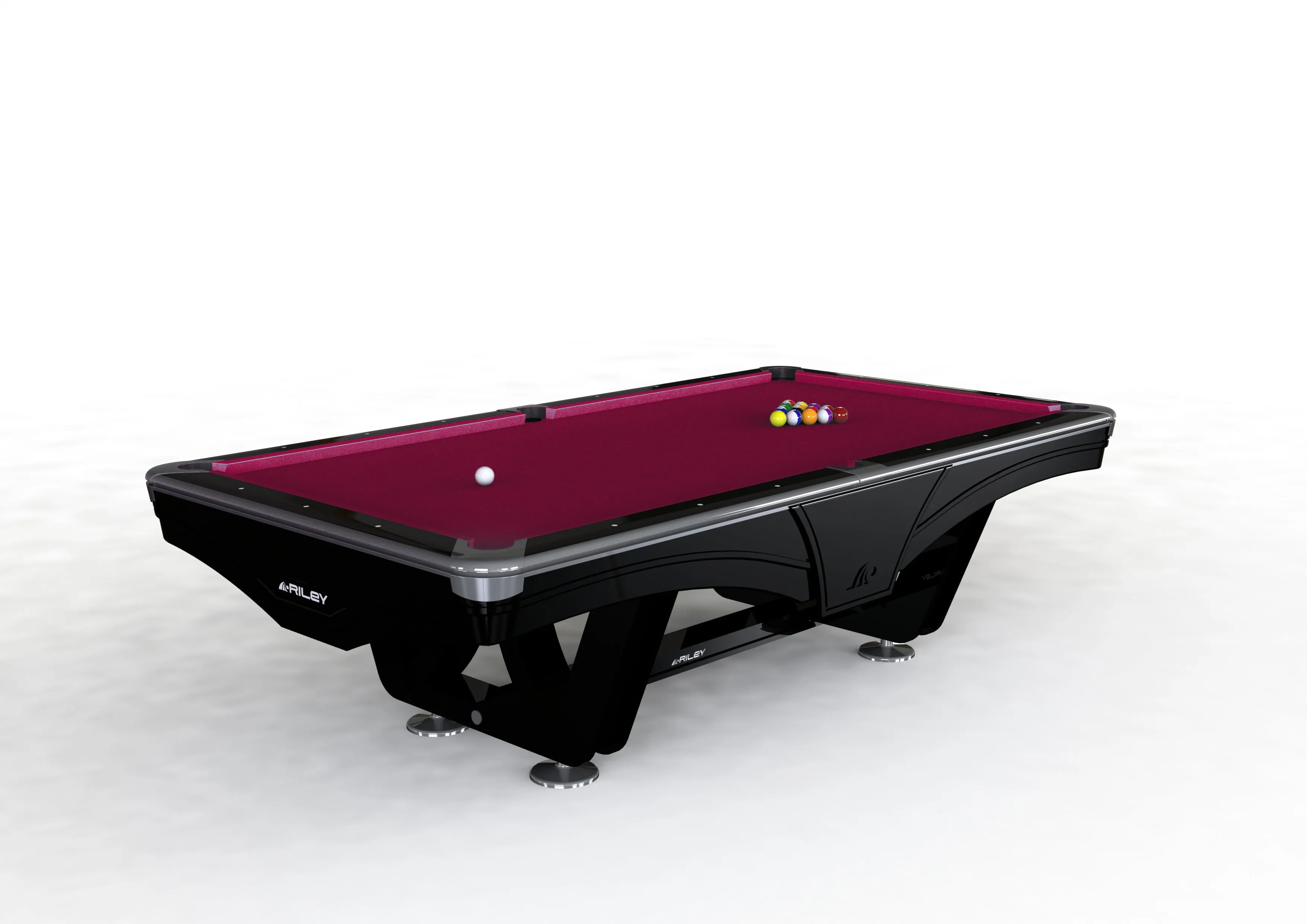 8ft Riley Ray Tournament American Pool Table – Black/Burgundy
