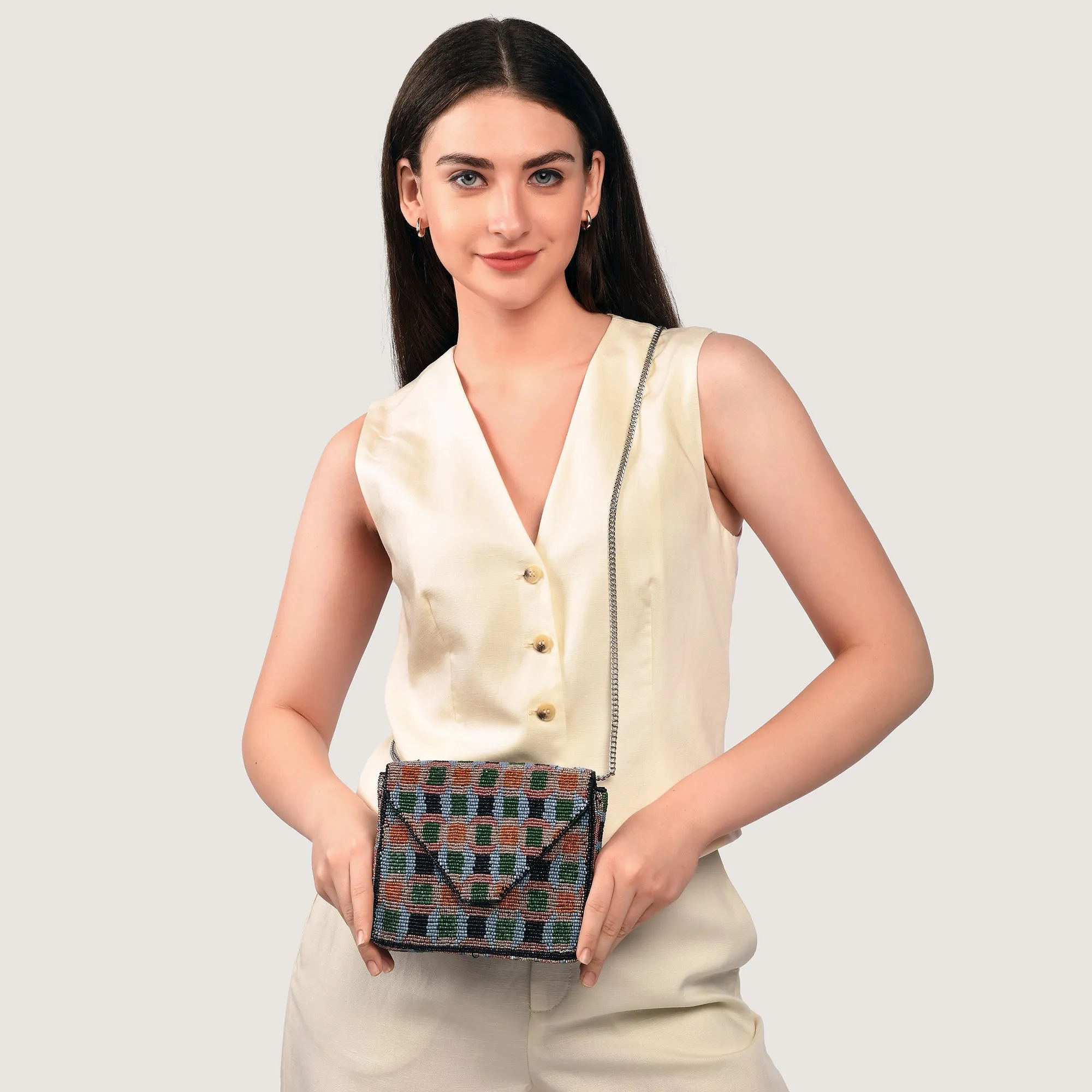 Accessorize London Women's Multi
Geo Beaded Chain Bag