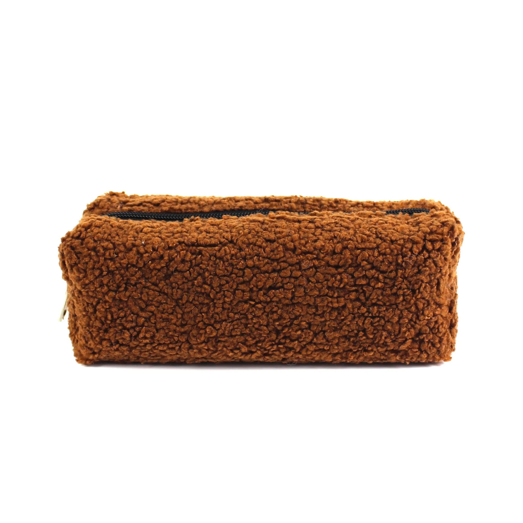Brown Plush School Pencil Case Personalization