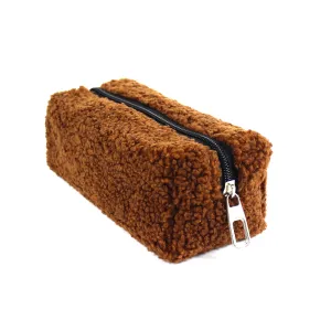 Brown Plush School Pencil Case Personalization
