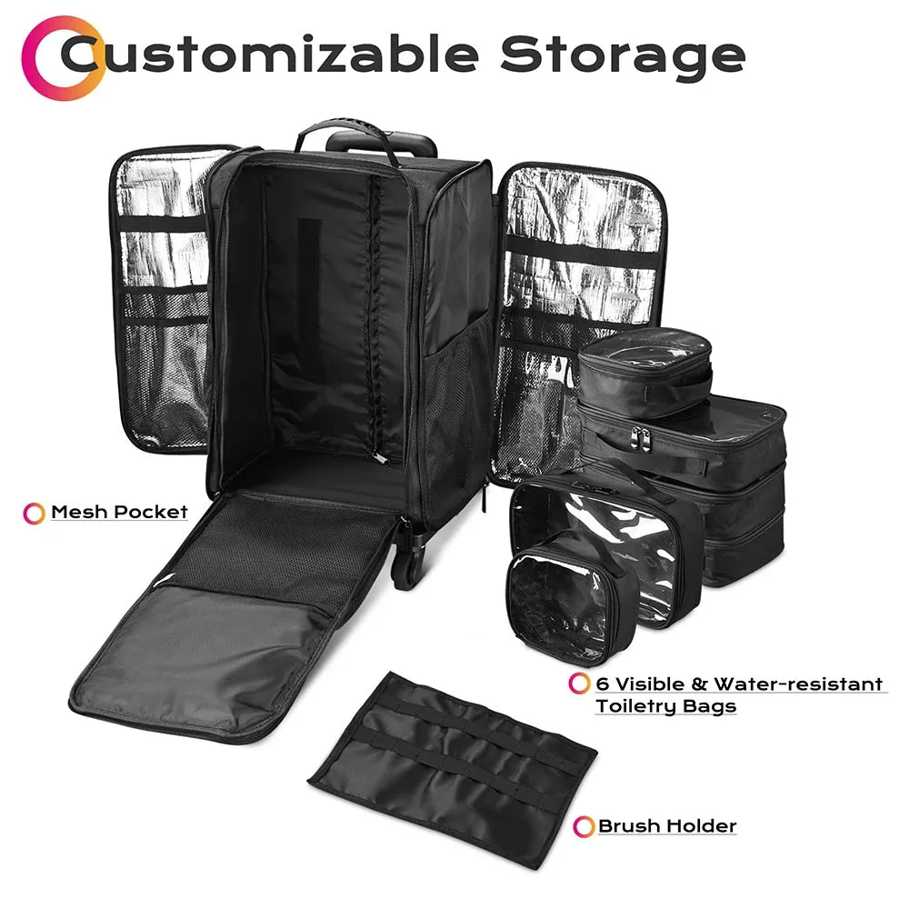 Byootique Fuhold Rolling Cosmetic Travel Case & Hairdressers Tool Bag