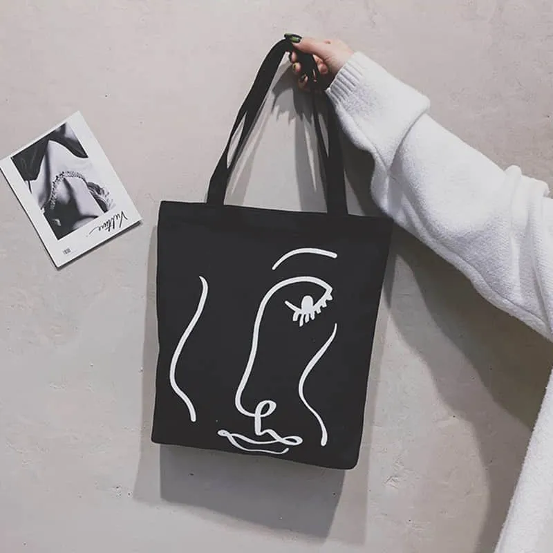 Canvas bag women's single shoulder letter large capacity tote bag