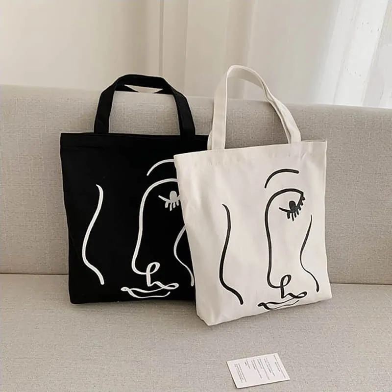 Canvas bag women's single shoulder letter large capacity tote bag