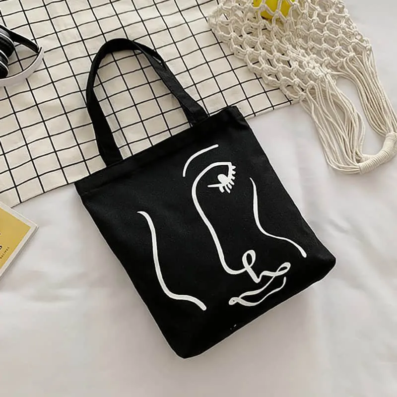 Canvas bag women's single shoulder letter large capacity tote bag