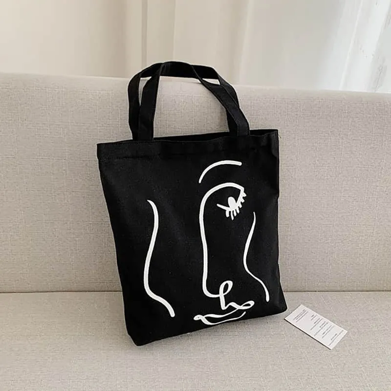 Canvas bag women's single shoulder letter large capacity tote bag