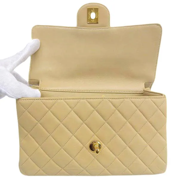 CHANEL Around 1997 Made Double Face Classic Flap Chain Bag Beige