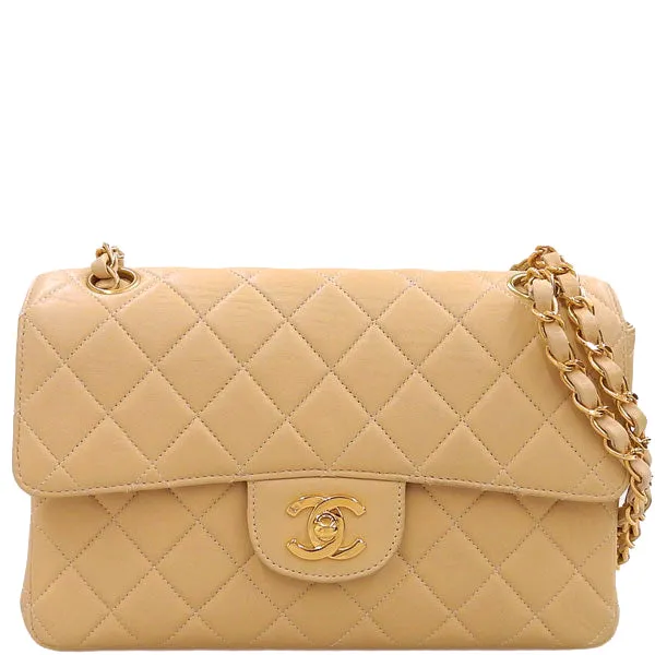 CHANEL Around 1997 Made Double Face Classic Flap Chain Bag Beige