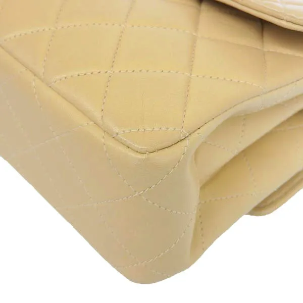 CHANEL Around 1997 Made Double Face Classic Flap Chain Bag Beige