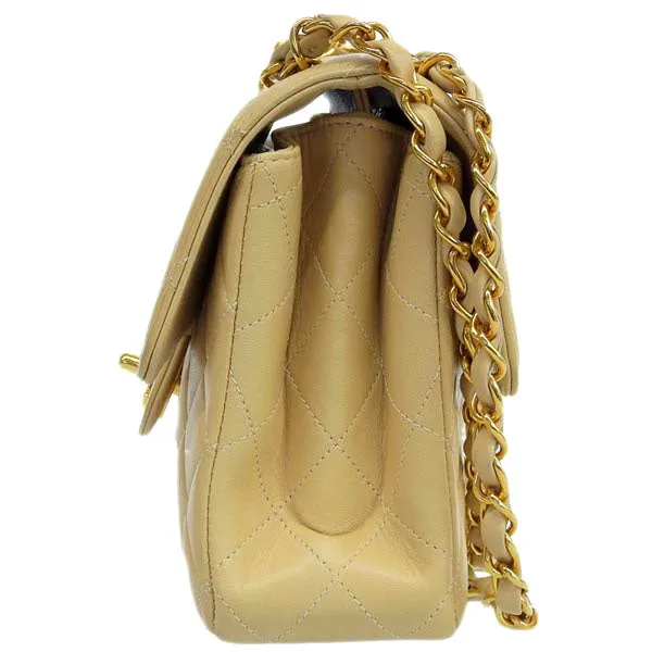 CHANEL Around 1997 Made Double Face Classic Flap Chain Bag Beige