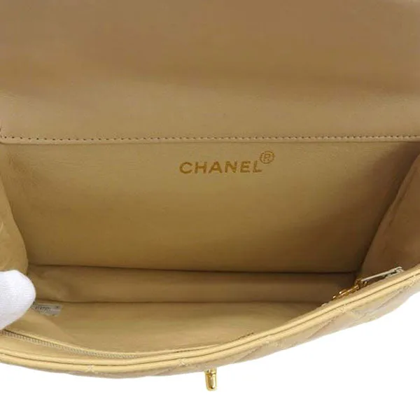 CHANEL Around 1997 Made Double Face Classic Flap Chain Bag Beige