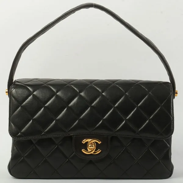 Chanel Around 1997 Made Double Face Classic Flap Handbag Black