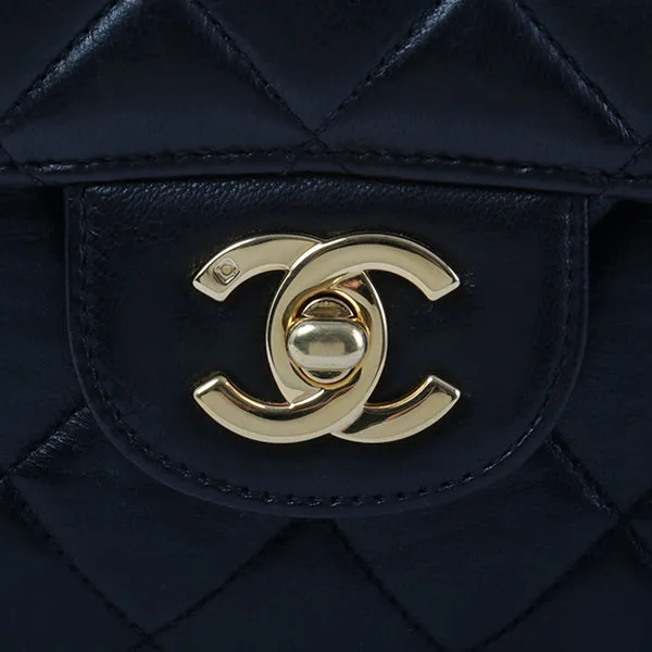 Chanel Around 1997 Made Double Face Classic Flap Handbag Black