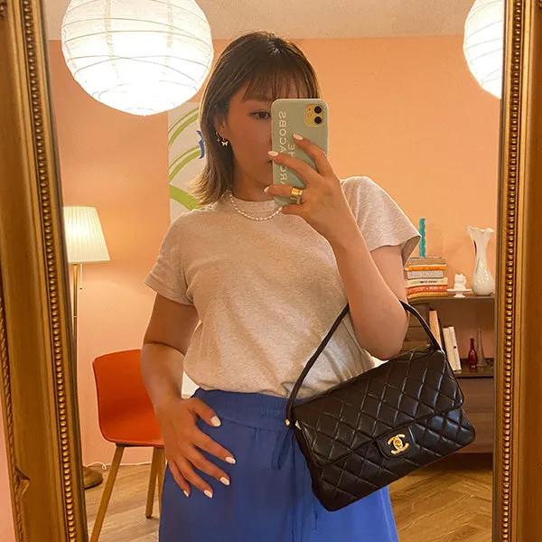 Chanel Around 1997 Made Double Face Classic Flap Handbag Black