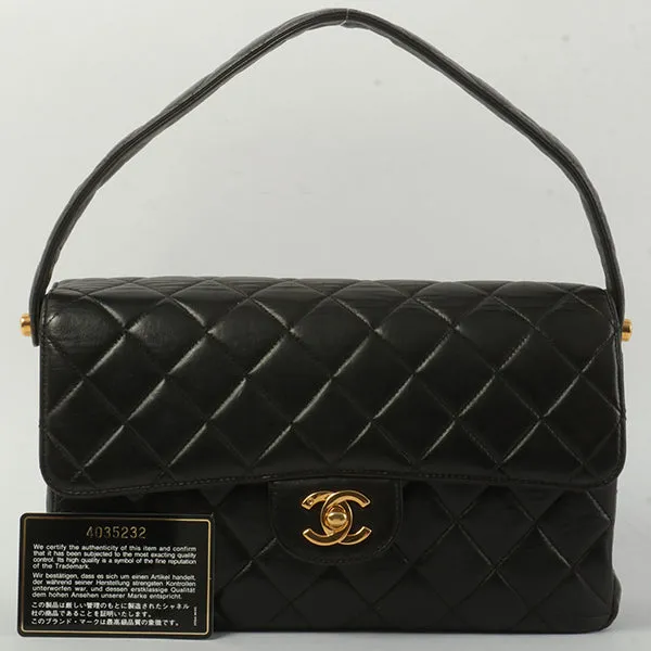 Chanel Around 1997 Made Double Face Classic Flap Handbag Black