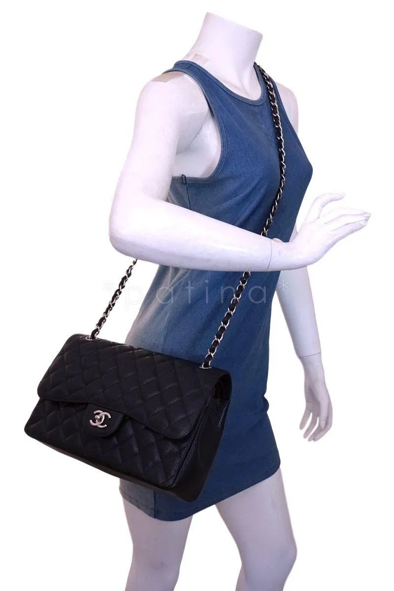 Chanel Black Caviar Jumbo Classic Double Flap Bag SHW