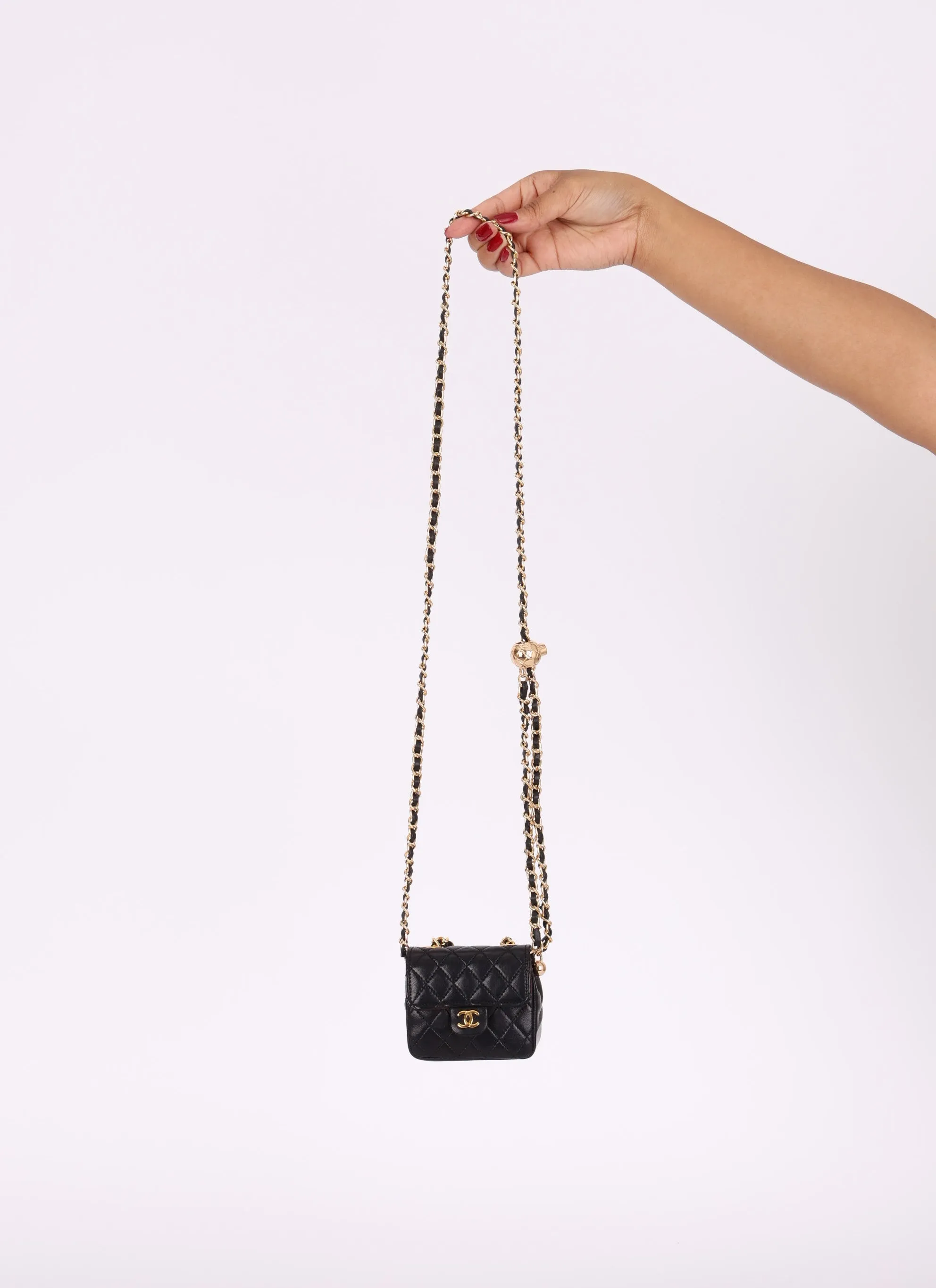 Chanel Lambskin Micro Flap w Chain