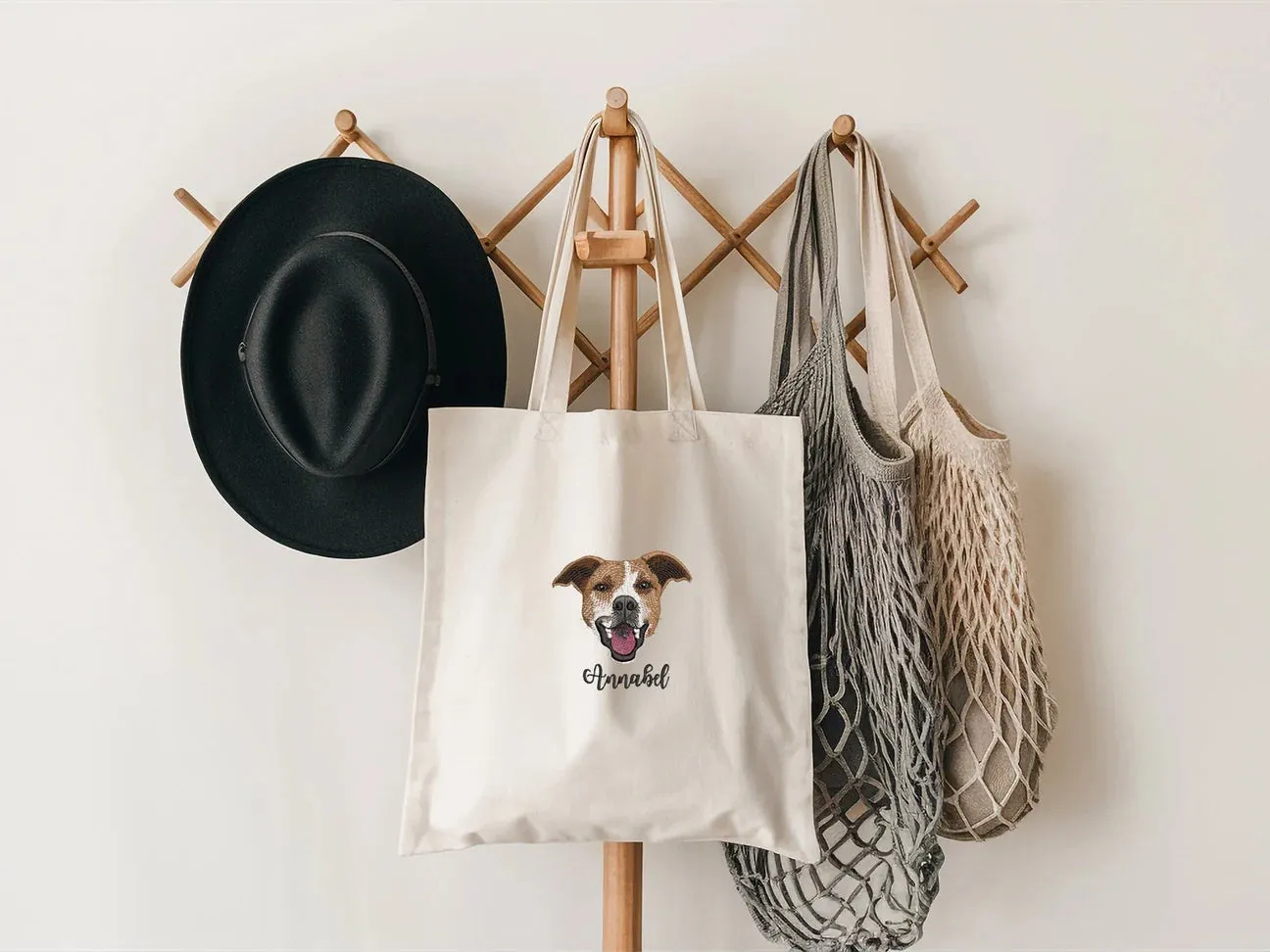 Custom EMBROIDERED Pet Portrait Canvas Tote, Custom Dog Portrait, Dog Bag, Pet Face Gift, Dog Mom Gift, Dog Embroidery, Personalized Gifts