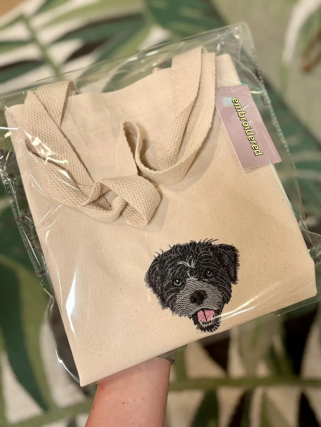 Custom EMBROIDERED Pet Portrait Canvas Tote, Custom Dog Portrait, Dog Bag, Pet Face Gift, Dog Mom Gift, Dog Embroidery, Personalized Gifts