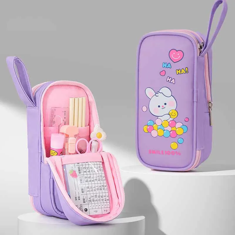 Double Zip Cute Pencil Case for School Pen Pouch Stationery Storage