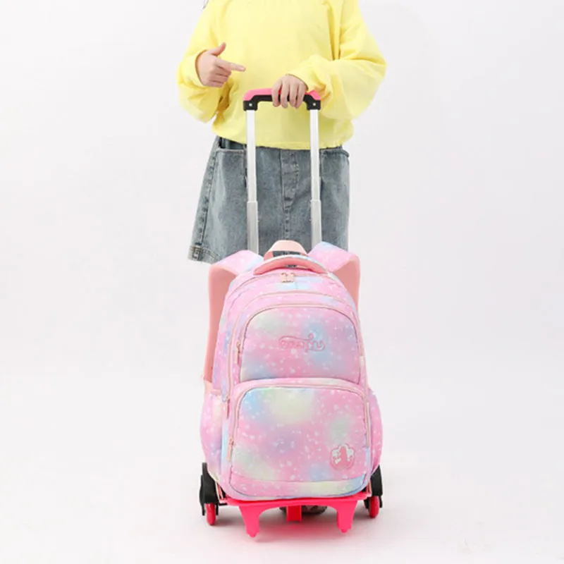 Durable Nylon School Backpack Rolling Wheel School Bag For Kids