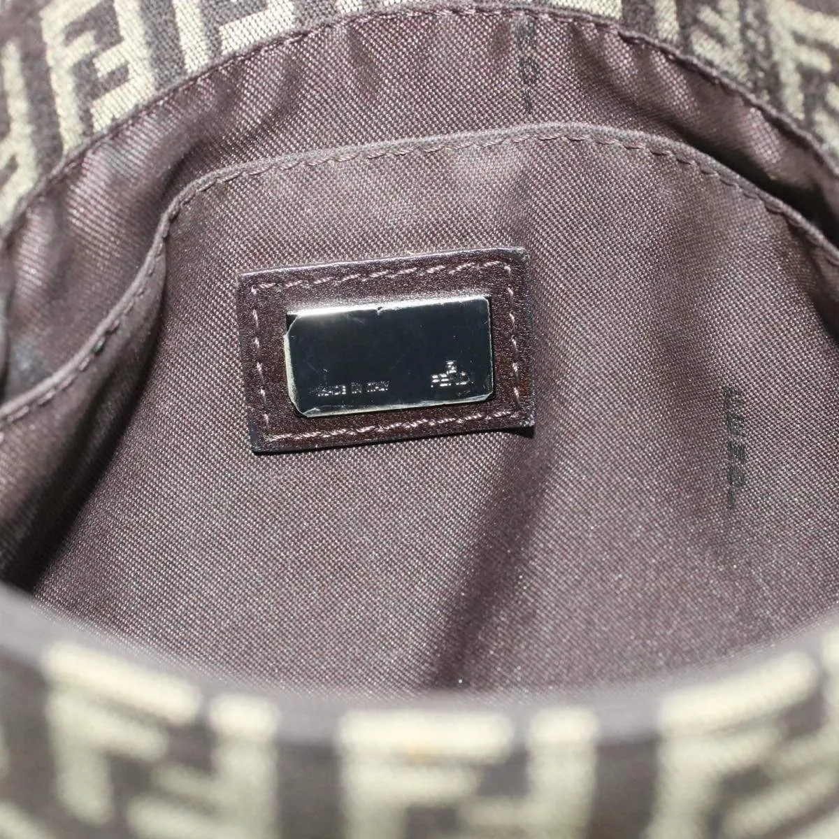 FENDI Zucchino Canvas Mamma Baguette Crossbody Bag