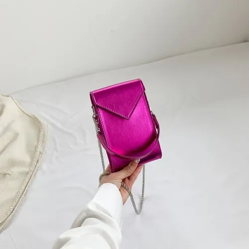Leftside Mini Glossy Chain Leather Crossbody Bag