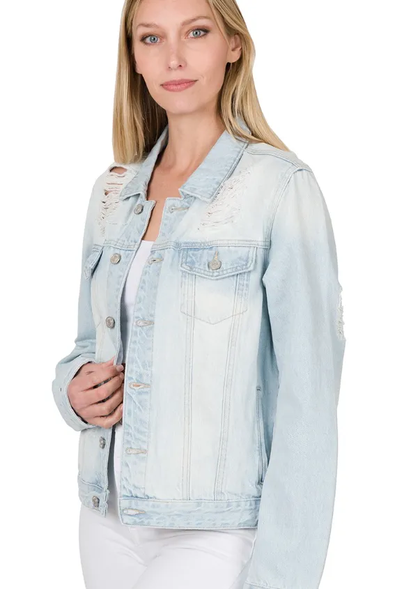 Light Distressed Denim Jacket