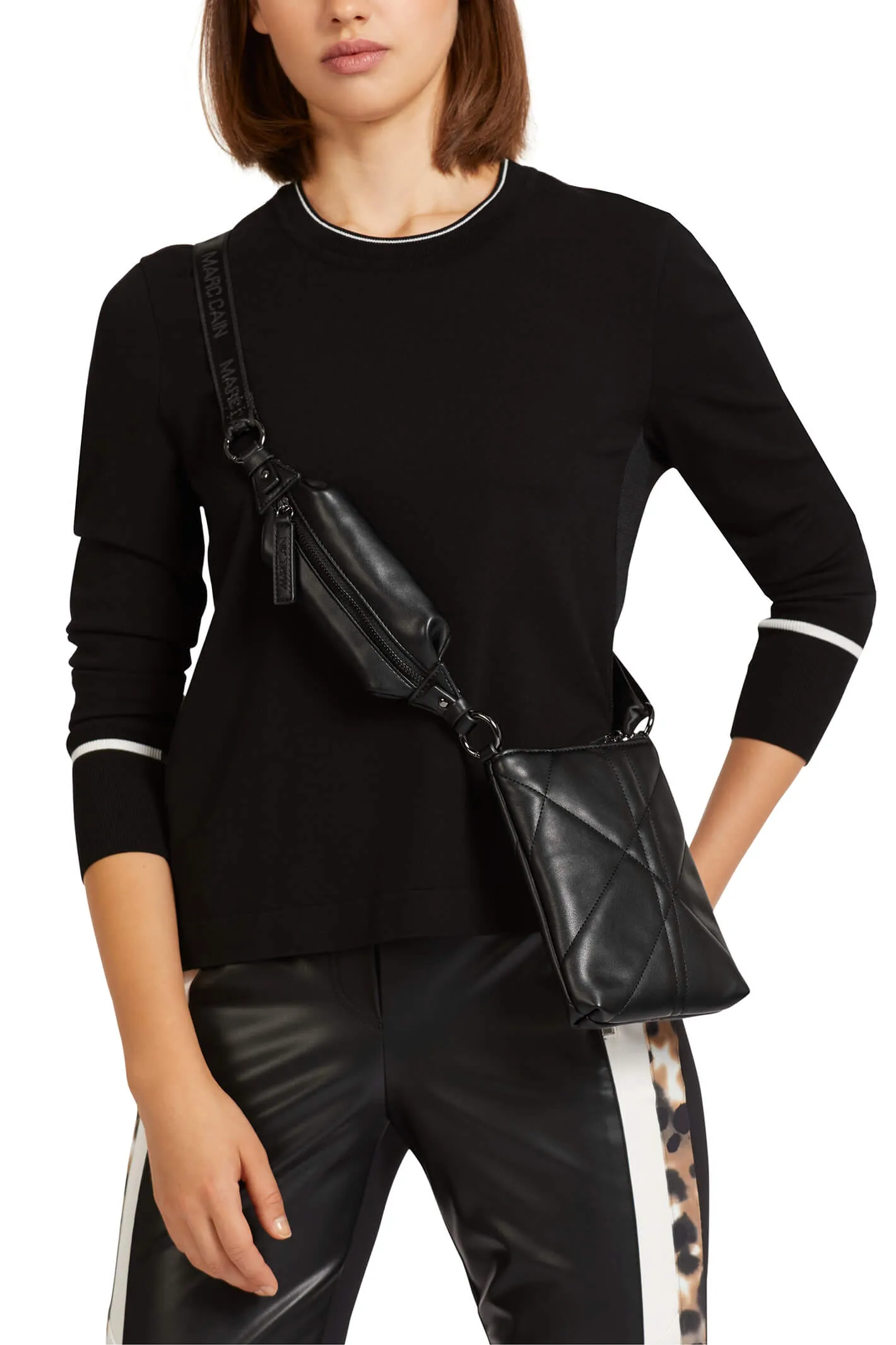 Marc Cain UB TM.02 Z03 Black Crossbody Bag With Shopper