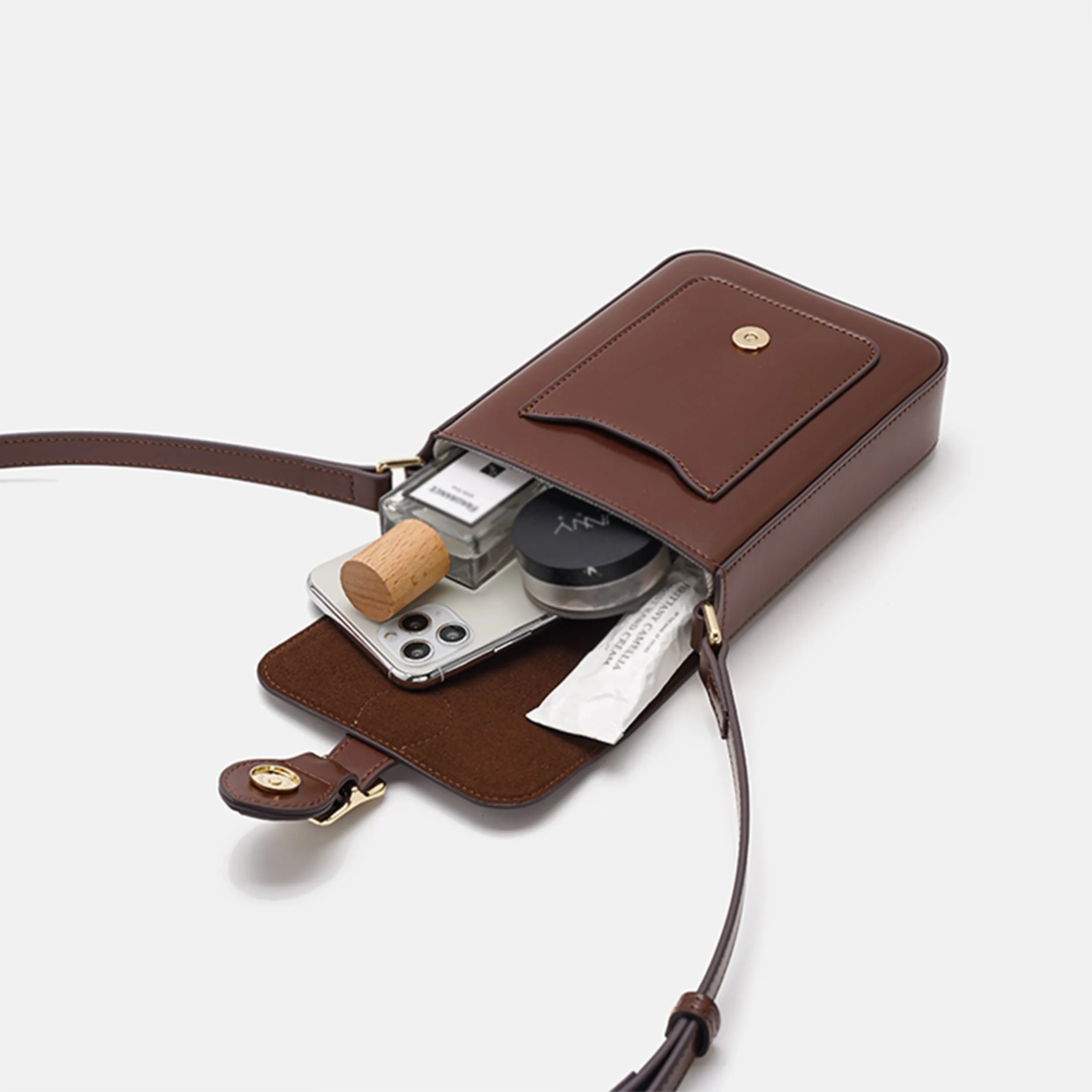 Mini Crossbody Bags For Women Brown Leather Shoulder Purse