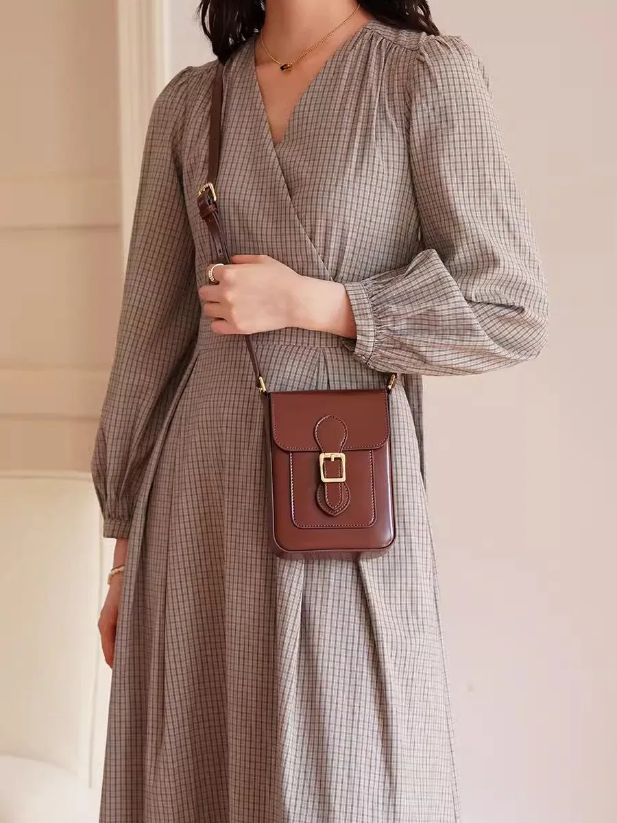 Mini Crossbody Bags For Women Brown Leather Shoulder Purse