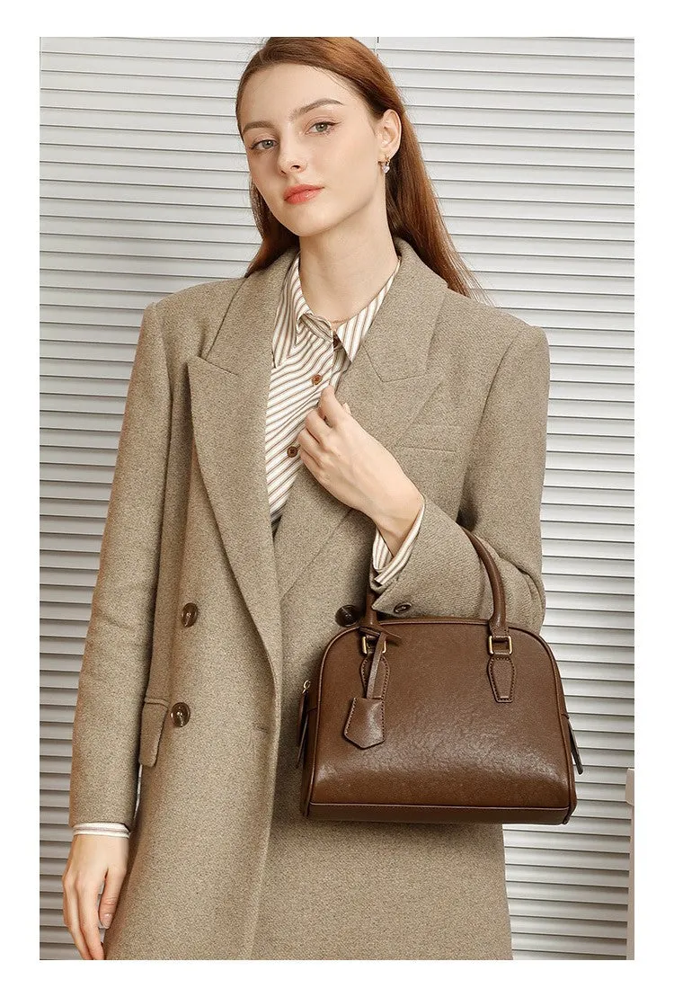 New top layer cowhide boston bowling women's large capacty handbag 2905 brown