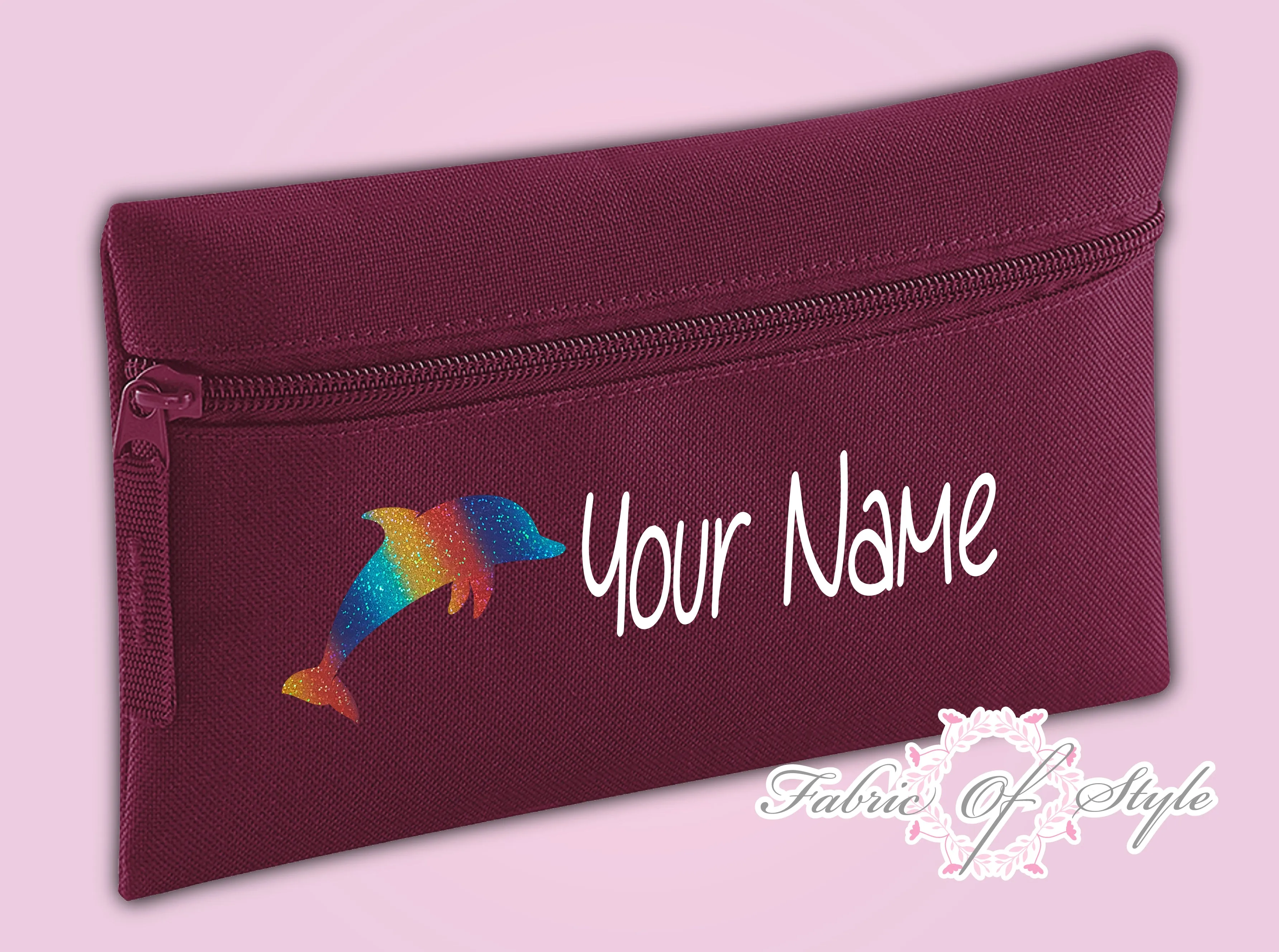 Personalised Dolphin Pencil Case Kids Stationery Back To School Zip School Bag