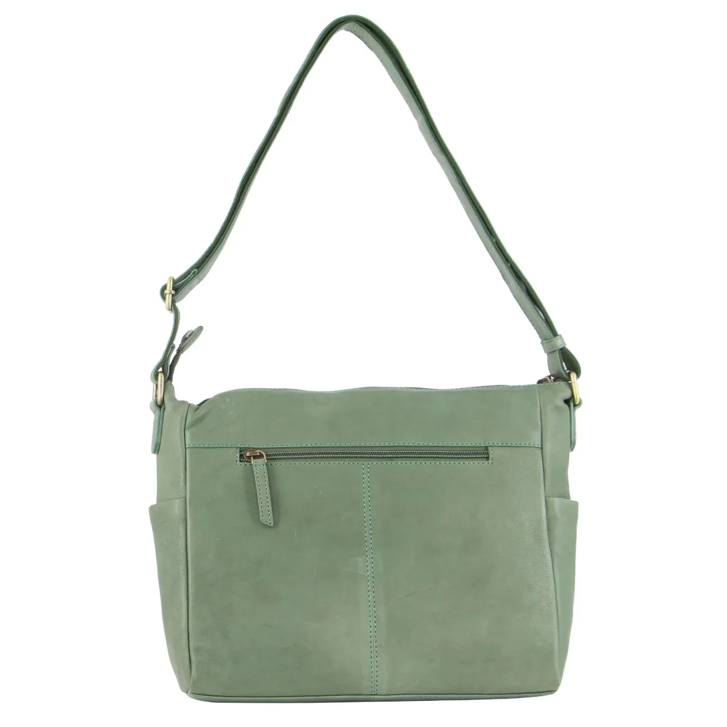 Pierre Cardin Leather Cross Body Bag with Woven Front Pocket - Green