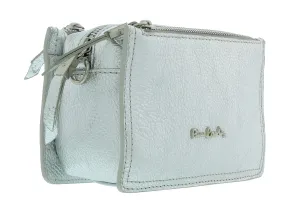 Pierre Cardin Silver Leather Small Structured Square Crossbody Bag