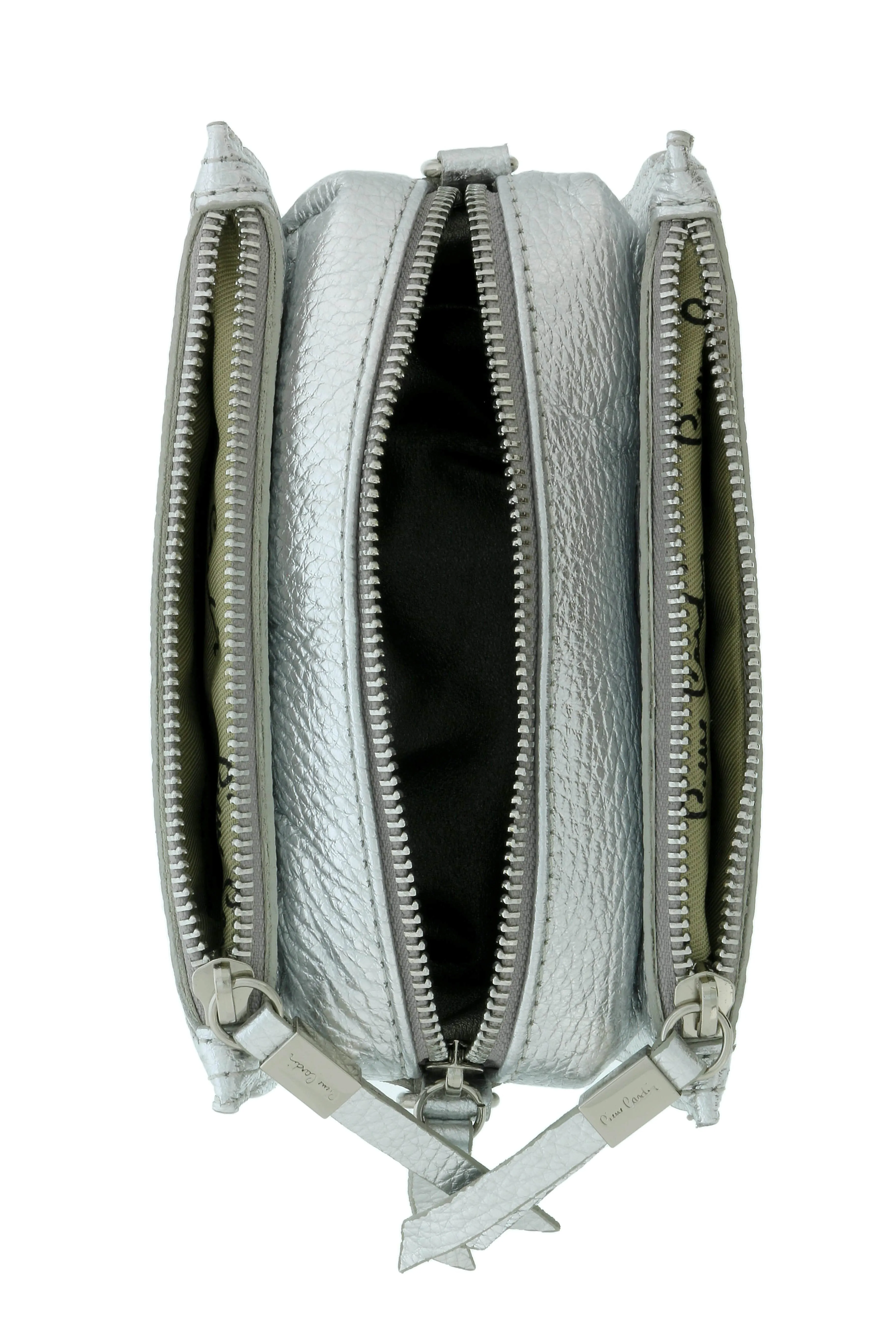 Pierre Cardin Silver Leather Small Structured Square Crossbody Bag
