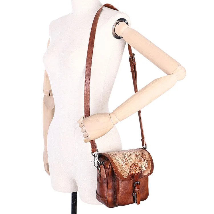 Small Women's Leather Crossbody Satchel Purse Cross Shoulder Bag for Women