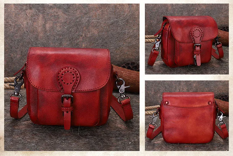 Small Women's Leather Crossbody Satchel Purse Cross Shoulder Bag for Women