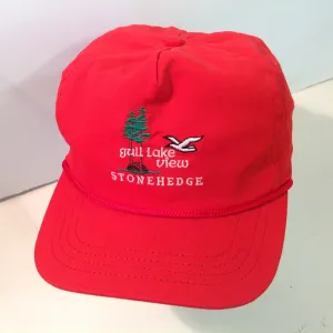 Vintage Duckster Gull Lake View Stonehedge Golf Resort Augusta Michigan Souvenir Red Baseball Cap