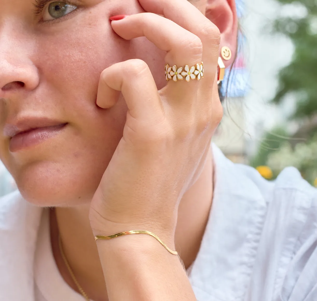 White Daisy Ring- Waterproof