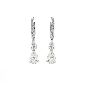 White Gold Double Drop Pear Diamond
